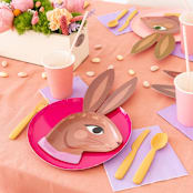 "Chocolate Bunny Dinner Plates - Set of 8" - Party Plates and Bowls in brown by Jollity and Co