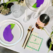 "Le Dinner Eggplant Dessert Plates - Set of 8" - Party Plates and Bowls in purple by Jollity and Co