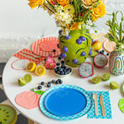 "Le Dinner Blueberry Dessert Plates - Set of 8" - Party Plates and Bowls in blue by Jollity and Co