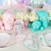 "Pastel Skull Dessert Plates- Set of 8" - Party Plates and Bowls in white by Jollity and Co