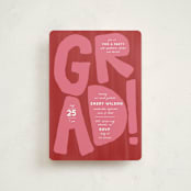 "GRAD!" - Graduation Party Invitations in Ruby by Erin Kessler - Front