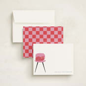 "House Cat" - Personalized Stationery Cards in Raspberry by Griffinbell Paper Co. - Assembled