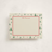 "Ski Time" - Personalized Stationery Cards in Sage by Jen Ramsey - Front