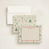"Ski Time" - Personalized Stationery Cards in Sage by Jen Ramsey - Assembled