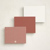 "gingham layers" - Personalized Stationery Cards in Cranberry by Ellen Schlegelmilch - Back of Card Options