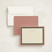 "gingham layers" - Personalized Stationery Cards in Cranberry by Ellen Schlegelmilch - Assembled