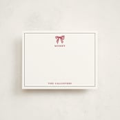 "Stamped with a Bow" - Personalized Stationery Cards in Candy Cane by Mere Paper - Front