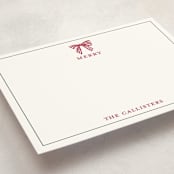 "Stamped with a Bow" - Personalized Stationery Cards in Candy Cane by Mere Paper - Detail