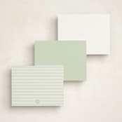 "Woven Pine" - Personalized Stationery Cards in Pine by Bayberry Kate - Back of Card Options