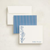 "Wildflower Note" - Personalized Stationery Cards in Cornflower by Jenna Holcomb - Assembled