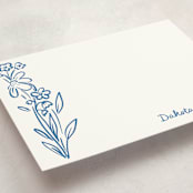 "Wildflower Note" - Personalized Stationery Cards in Cornflower by Jenna Holcomb - Detail