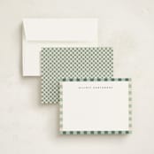 "Refined Stripe" - Personalized Stationery Cards in Pistachio by Olivia Raufman - Assembled