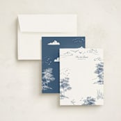 "Lake Side Toile" - Personalized Stationery Cards in Lake by Lucrecia Caporale - Assembled
