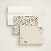 "Elegant Floral Stationery" - Personalized Stationery Cards in Coral by RachelYaej - Assembled