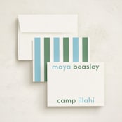 "Camp Colors" - Personalized Stationery Cards in Lake by Megan Davis - Assembled