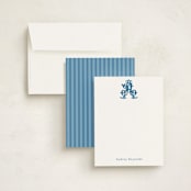 "New Orleans Crest" - Personalized Stationery Cards in Bluebell by Jenna Holcomb - Assembled