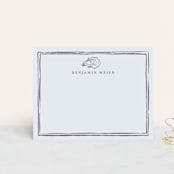 "Oyster Shell" - Personalized Stationery Cards in Eggplant by Cass Loh - Front