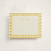 "Scalloped Gingham" - Personalized Stationery Cards in Lemonade by Brianne Larsen - Front