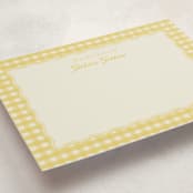 "Scalloped Gingham" - Personalized Stationery Cards in Lemonade by Brianne Larsen - Detail