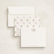 "Palm Court" - Personalized Stationery Cards in Cotton Candy by Little Blue Designs - Assembled
