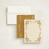 "Moon Snakes" - Personalized Stationery Cards in Mustard by Hanna Symonovych - Assembled