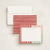 "Drawn Plaid" - Personalized Stationery Cards in Poinsettia by Emily Sabol Goss - Assembled