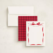 "Bow" - Personalized Stationery Cards in Crimson by Olivia Kanaley Inman - Assembled