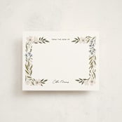 "Floral Edge" - Personalized Stationery Cards in Bluebell by Alethea and Ruth - Front