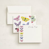 "Vibrant Butterflies" - Personalized Stationery Cards in Blush by Cass Loh - Assembled
