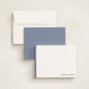 "Herringbone" - Personalized Stationery Cards in Navy by Seth Caskey - Assembled