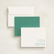 "Modern Couple" - Personalized Stationery Cards in Emerald by Ann Gardner - Assembled