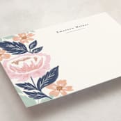 "Peony Floral Vine" - Personalized Stationery Cards in Navy by Alethea and Ruth - Detail
