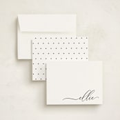 "Pretty Script" - Personalized Stationery Cards in Noir by Lori Wemple - Assembled