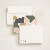 "monogram corner" - Personalized Stationery Cards in Noir by Angela Garrick - Assembled