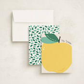 "Teacher's Apple" - Personalized Stationery Cards in Golden Delicious by Erica Krystek - Assembled