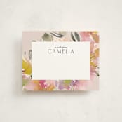 "Watercolor Floral" - Personalized Stationery Cards in Blush by Lori Wemple - Front