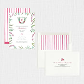 "Tropical Crest" - Sweet Sixteen Party Invitations in Fuschia by Hallie Fischer - Assembled