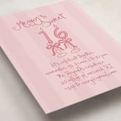 "Sixteen Bow Candles" - Sweet Sixteen Party Invitations in Cherry by Tamara Hilje - Detail