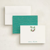 "St. Barts Crest" - Personalized Stationery Cards in Palm by Jenna Holcomb - Assembled