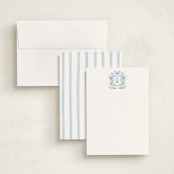 "Atlanta Crest" - Personalized Stationery Cards in Bluebell by Elly - Assembled