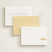 "Beach Umbrella" - Personalized Stationery Cards in Lemon by Jenna Holcomb - Assembled