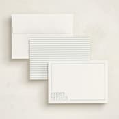 "Linear" - Personalized Stationery Cards in Mint by Angela Garrick - Assembled