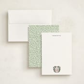 "Cheetah Crest" - Personalized Stationery Cards in Blush by Britt Mills - Assembled