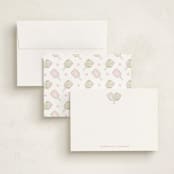 "Palm Court" - Personalized Stationery Cards in Cotton Candy by Little Blue Designs - Assembled