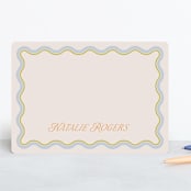 "Squiggled" - Personalized Stationery Cards in Lemongrass by Everett Paper Goods - Front