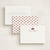 "Cheery Cherry" - Personalized Stationery Cards in Cherry by Inkblot Design - Assembled