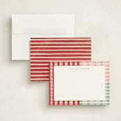 "Drawn Plaid" - Personalized Stationery Cards in Poinsettia by Emily Sabol Goss - Assembled