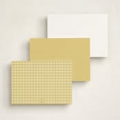 "Scalloped Gingham" - Personalized Stationery Cards in Lemonade by Brianne Larsen - Back of Card Options