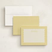 "Scalloped Gingham" - Personalized Stationery Cards in Lemonade by Brianne Larsen - Assembled