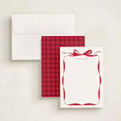 "Bow" - Personalized Stationery Cards in Crimson by Olivia Kanaley Inman - Assembled